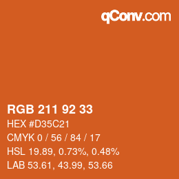 Color code: RGB 211 92 33 | qconv.com
