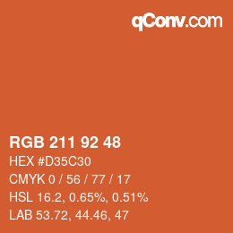 カラーコード: RGB 211 92 48 | qconv.com
