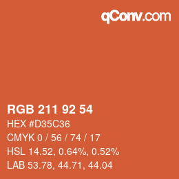 Color code: RGB 211 92 54 | qconv.com