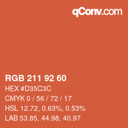 Color code: RGB 211 92 60 | qconv.com