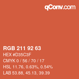 Color code: RGB 211 92 63 | qconv.com