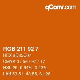 Farbcode: RGB 211 92 7 | qconv.com