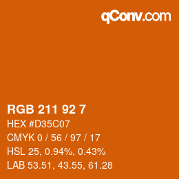 カラーコード: RGB 211 92 7 | qconv.com