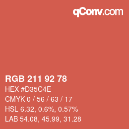 カラーコード: RGB 211 92 78 | qconv.com