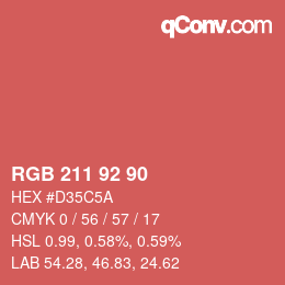 カラーコード: RGB 211 92 90 | qconv.com