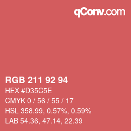 カラーコード: RGB 211 92 94 | qconv.com