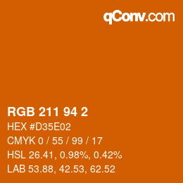 カラーコード: RGB 211 94 2 | qconv.com