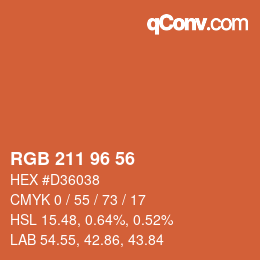Color code: RGB 211 96 56 | qconv.com