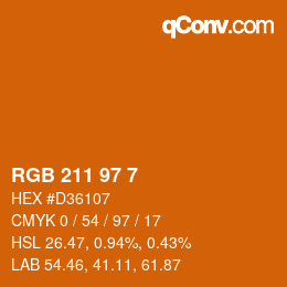 カラーコード: RGB 211 97 7 | qconv.com