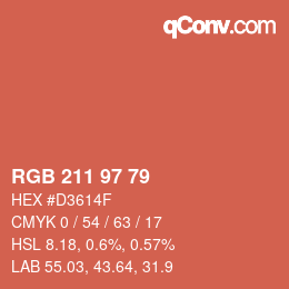 Color code: RGB 211 97 79 | qconv.com