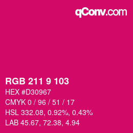 颜色代码: RGB 211 9 103 | qconv.com