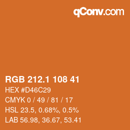 カラーコード: RGB 212.1 108 41 | qconv.com