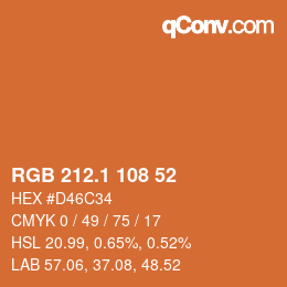 カラーコード: RGB 212.1 108 52 | qconv.com
