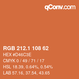 カラーコード: RGB 212.1 108 62 | qconv.com