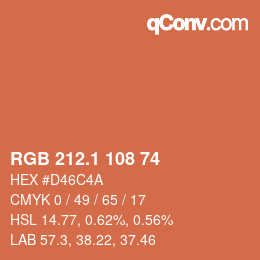 カラーコード: RGB 212.1 108 74 | qconv.com