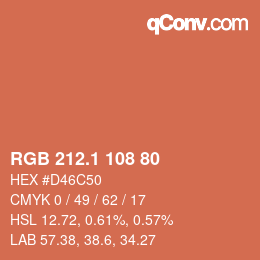 カラーコード: RGB 212.1 108 80 | qconv.com