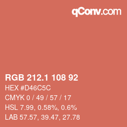 カラーコード: RGB 212.1 108 92 | qconv.com