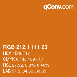 カラーコード: RGB 212.1 111 23 | qconv.com