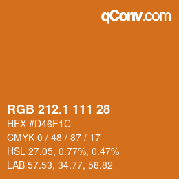カラーコード: RGB 212.1 111 28 | qconv.com