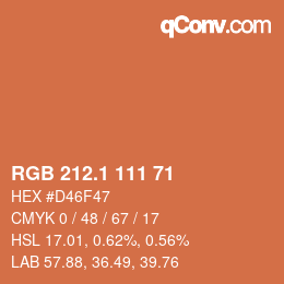 カラーコード: RGB 212.1 111 71 | qconv.com