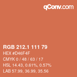 カラーコード: RGB 212.1 111 79 | qconv.com
