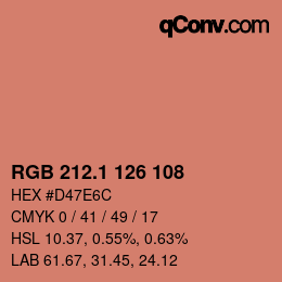 カラーコード: RGB 212.1 126 108 | qconv.com