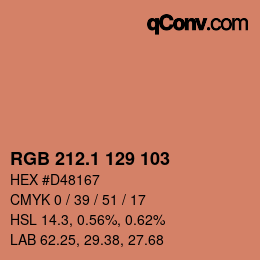 カラーコード: RGB 212.1 129 103 | qconv.com