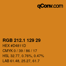 カラーコード: RGB 212.1 129 29 | qconv.com