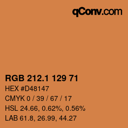 カラーコード: RGB 212.1 129 71 | qconv.com