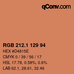カラーコード: RGB 212.1 129 94 | qconv.com