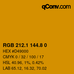 カラーコード: RGB 212.1 144.8 0 | qconv.com