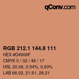 カラーコード: RGB 212.1 144.8 111 | qconv.com