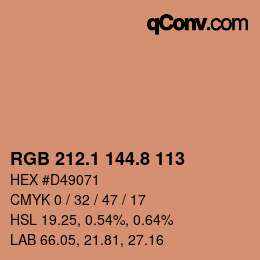 Code couleur: RGB 212.1 144.8 113 | qconv.com