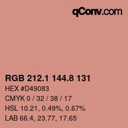 カラーコード: RGB 212.1 144.8 131 | qconv.com