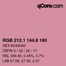 カラーコード: RGB 212.1 144.8 160 | qconv.com