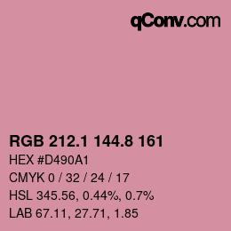カラーコード: RGB 212.1 144.8 161 | qconv.com