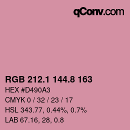 Código de color: RGB 212.1 144.8 163 | qconv.com