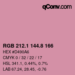 カラーコード: RGB 212.1 144.8 166 | qconv.com
