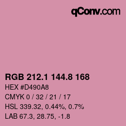 カラーコード: RGB 212.1 144.8 168 | qconv.com