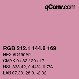 カラーコード: RGB 212.1 144.8 169 | qconv.com