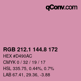 カラーコード: RGB 212.1 144.8 172 | qconv.com