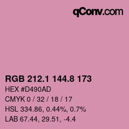 カラーコード: RGB 212.1 144.8 173 | qconv.com