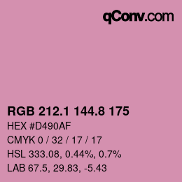 カラーコード: RGB 212.1 144.8 175 | qconv.com