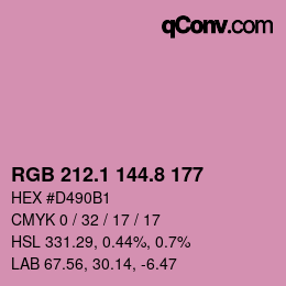 カラーコード: RGB 212.1 144.8 177 | qconv.com