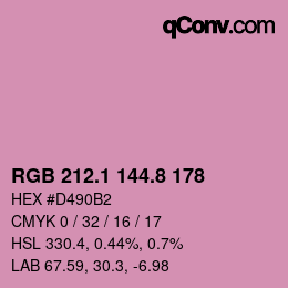 カラーコード: RGB 212.1 144.8 178 | qconv.com
