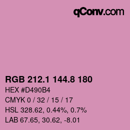 カラーコード: RGB 212.1 144.8 180 | qconv.com