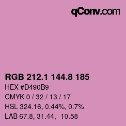 カラーコード: RGB 212.1 144.8 185 | qconv.com