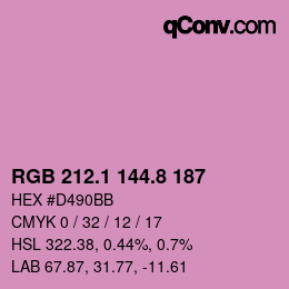 カラーコード: RGB 212.1 144.8 187 | qconv.com