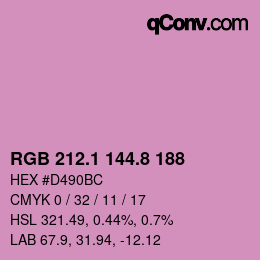 カラーコード: RGB 212.1 144.8 188 | qconv.com