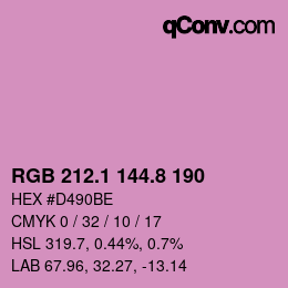 カラーコード: RGB 212.1 144.8 190 | qconv.com